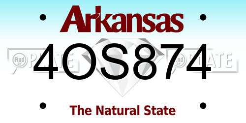4OS874 Arkansas License Plate