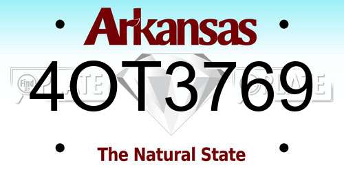 4OT3769 Arkansas License Plate