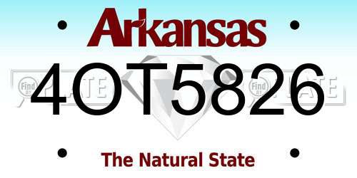4OT5826 Arkansas License Plate
