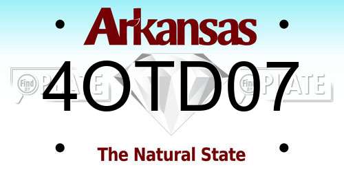 4OTD07 Arkansas License Plate