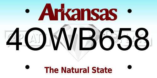 4OWB658 Arkansas License Plate