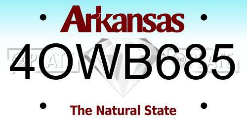 4OWB685 Arkansas License Plate