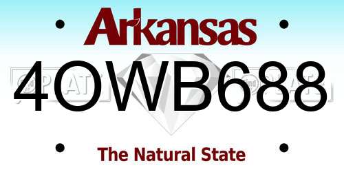 4OWB688 Arkansas License Plate