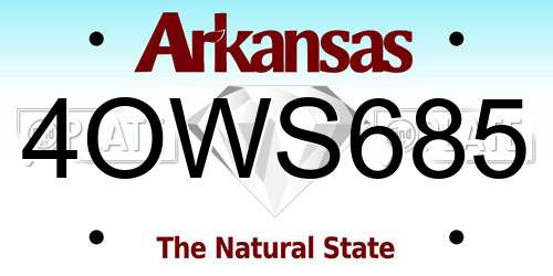 4OWS685 Arkansas License Plate