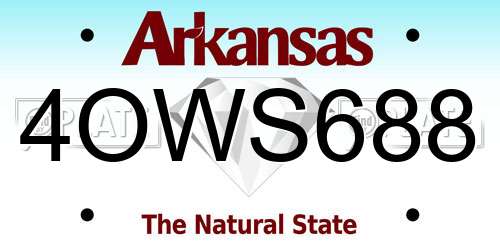 4OWS688 Arkansas License Plate