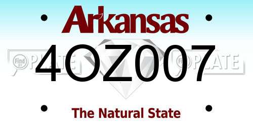4OZ007 Arkansas License Plate