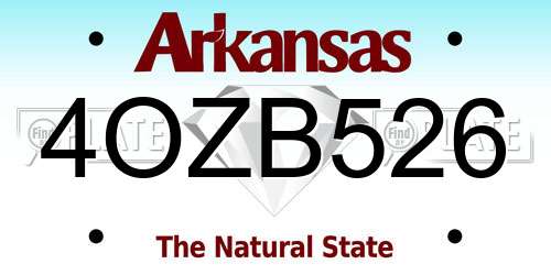 4OZB526 Arkansas License Plate