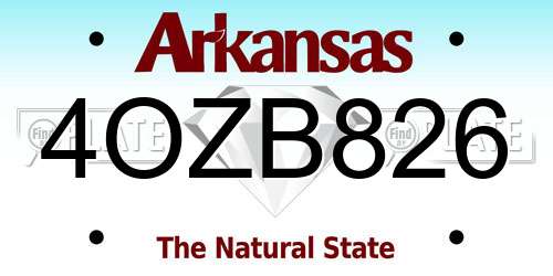 4OZB826 Arkansas License Plate