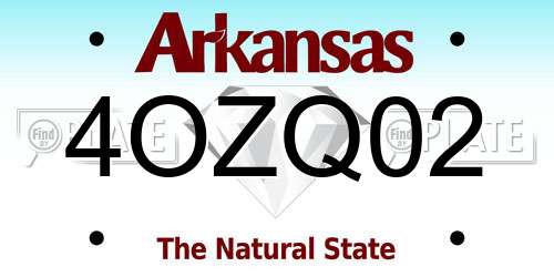 4OZQ02 Arkansas License Plate