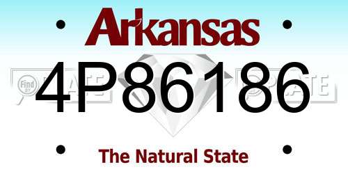 4P86186 Arkansas License Plate