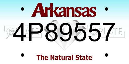 4P89557 Arkansas License Plate
