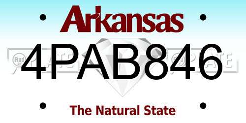 4PAB846 Arkansas License Plate