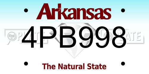 4PB998 Arkansas License Plate
