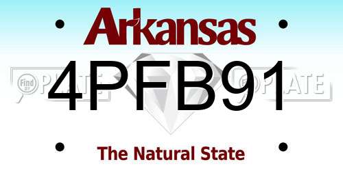 4PFB91 Arkansas License Plate