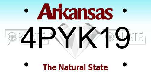4PYK19 Arkansas License Plate