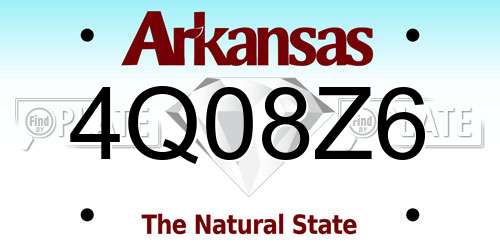 4Q08Z6 Arkansas License Plate