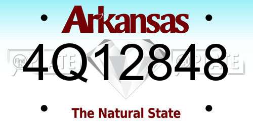 4Q12848 Arkansas License Plate