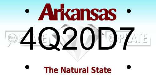 4Q20D7 Arkansas License Plate