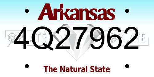 4Q27962 Arkansas License Plate