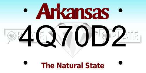 4Q70D2 Arkansas License Plate