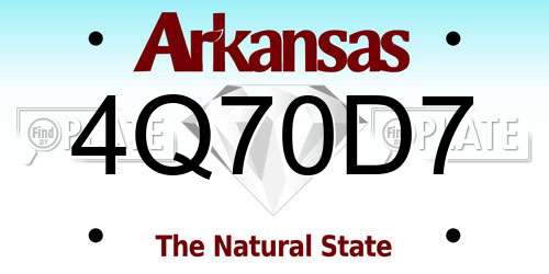 4Q70D7 Arkansas License Plate