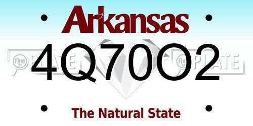 4Q70O2 Arkansas License Plate