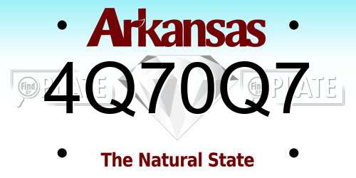 4Q70Q7 Arkansas License Plate