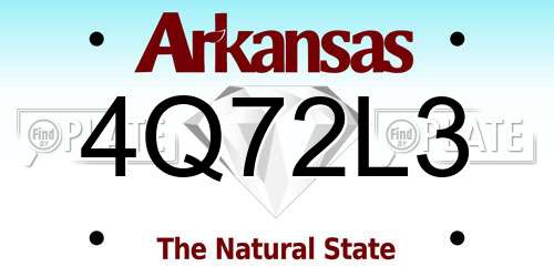 4Q72L3 Arkansas License Plate