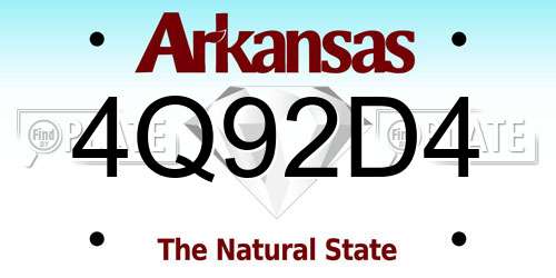 4Q92D4 Arkansas License Plate