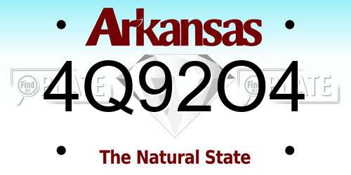4Q92O4 Arkansas License Plate