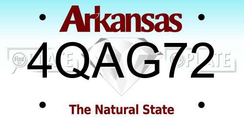 4QAG72 Arkansas License Plate