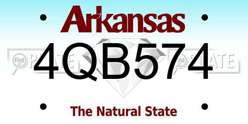 4QB574 Arkansas License Plate