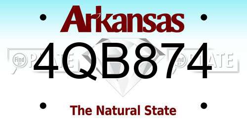 4QB874 Arkansas License Plate