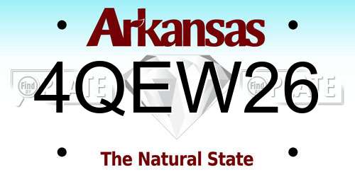 4QEW26 Arkansas License Plate