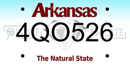 4QO526 Arkansas License Plate