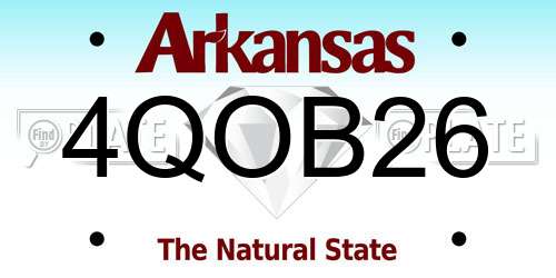 4QOB26 Arkansas License Plate