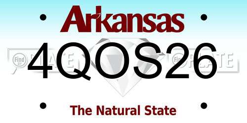 4QOS26 Arkansas License Plate