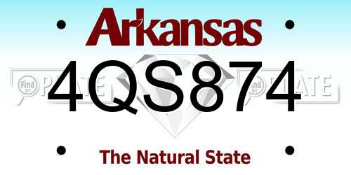 4QS874 Arkansas License Plate