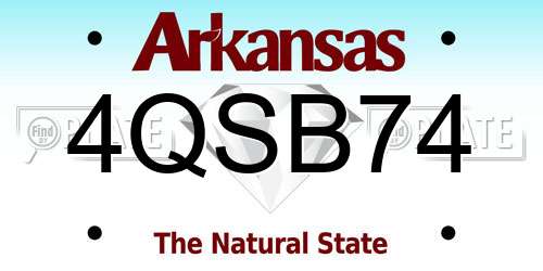 4QSB74 Arkansas License Plate