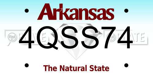4QSS74 Arkansas License Plate