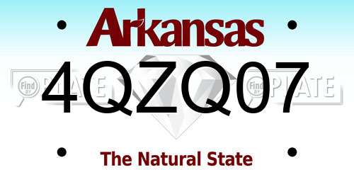 4QZQ07 Arkansas License Plate
