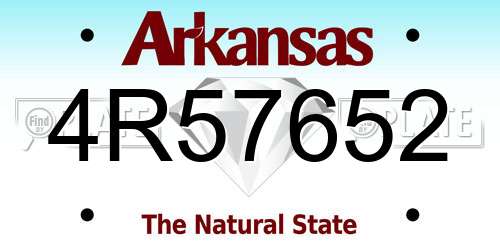 4R57652 Arkansas License Plate