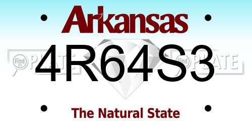 4R64S3 Arkansas License Plate