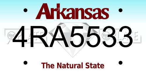 4RA5533 Arkansas License Plate