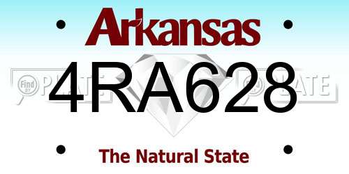 4RA628 Arkansas License Plate
