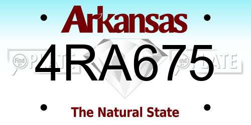 4RA675 Arkansas License Plate