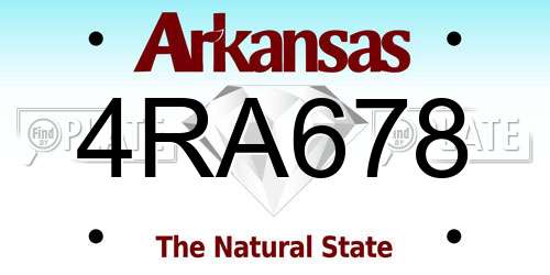 4RA678 Arkansas License Plate