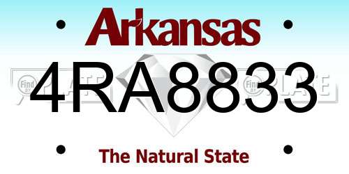 4RA8833 Arkansas License Plate