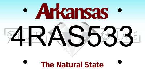 4RAS533 Arkansas License Plate
