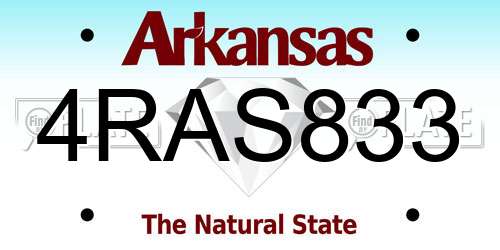 4RAS833 Arkansas License Plate